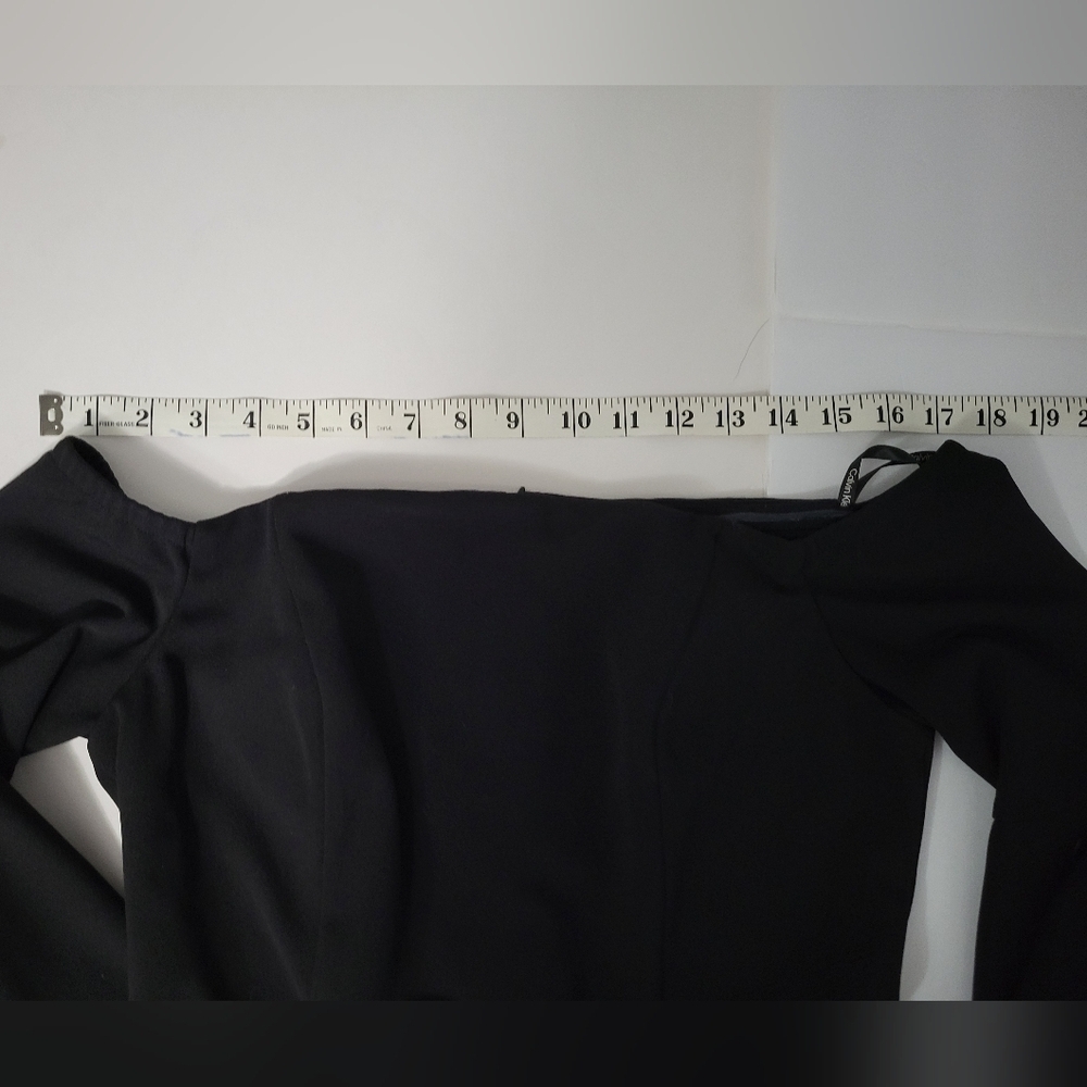 Calvin Klein Black Off the Shoulder 3/4 Bell Sleeve Whimsigoth Sheath Dress - Picture 10 of 15